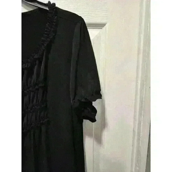 EnFocus Dress Womens Size 18W Ruffle Short Sleeve Polyester Blend Black Pullover - Picture 5 of 10